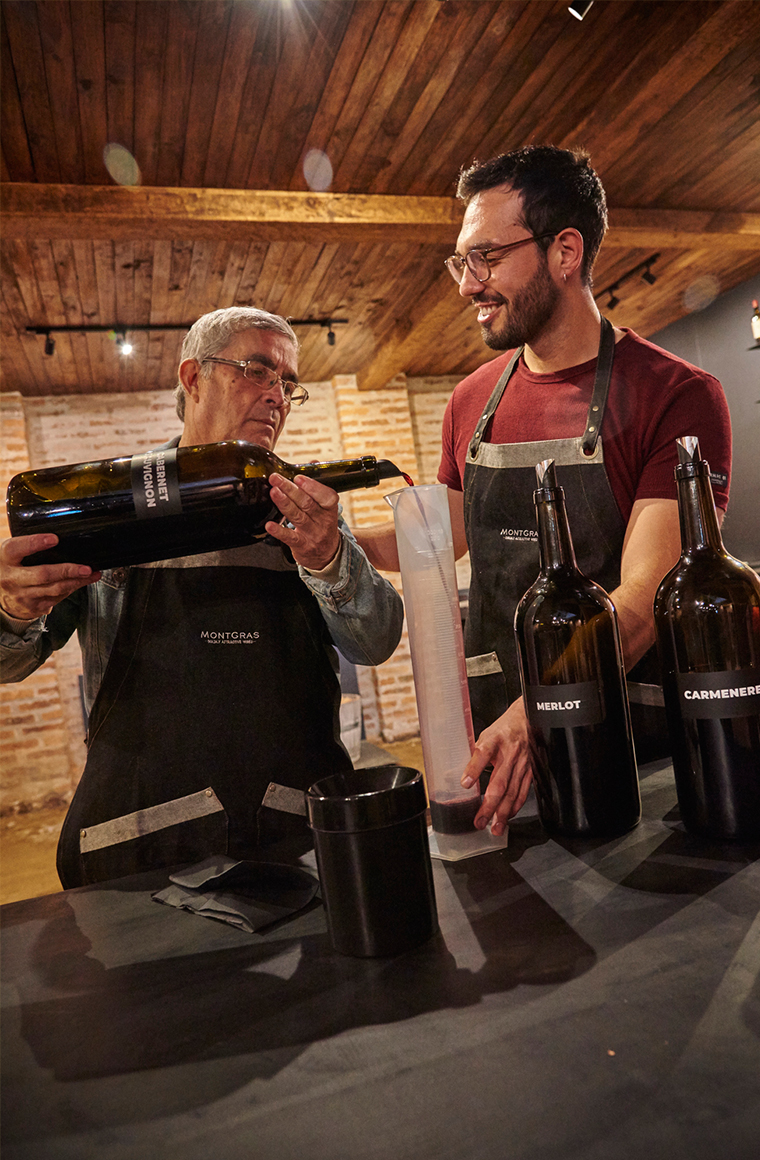 the make your own wine experience where adults and children share a creative activity where grown-ups assemble their custom blend while the little ones design the label - de chile al paladar | noticias del vino en chile